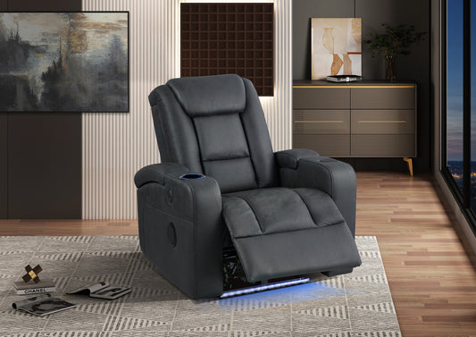 Model 99096CHR-1PW Power Reclining Chair with Wireless Charger, Cooling Cup-Holder, Storage Arms, Speakers, LED Light & USB Port Toronto Stocks (Copy)