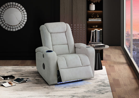 Model 99096LGY-1PW Power Reclining Chair with Wireless Charger, Cooling Cup-Holder, Storage Arms, Speakers, LED Light & USB Port Toronto Stocks (Copy)