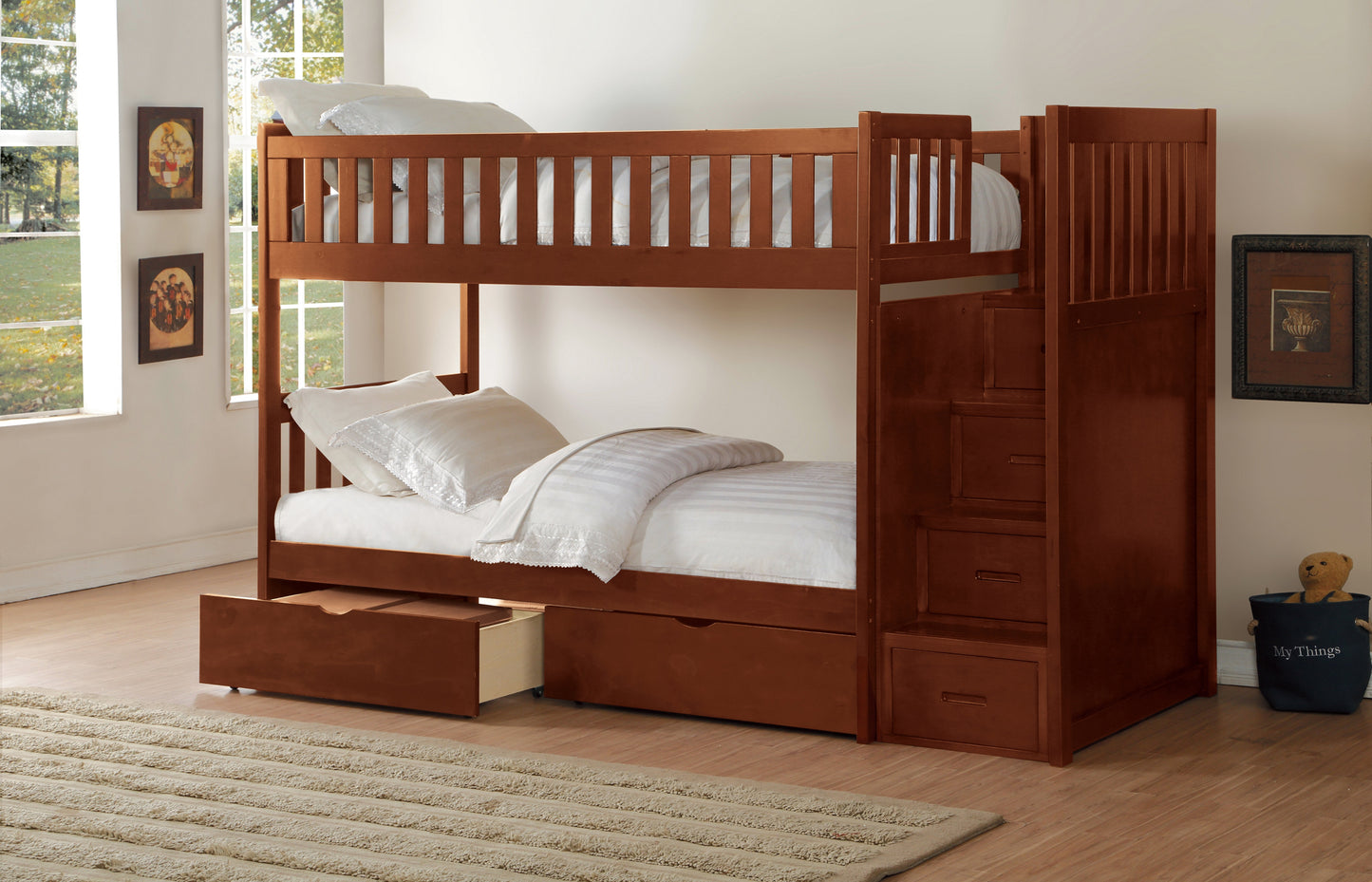 Model B2013SB Step Bunk Bed with Drawers/Trundle options . California/Toronto stock