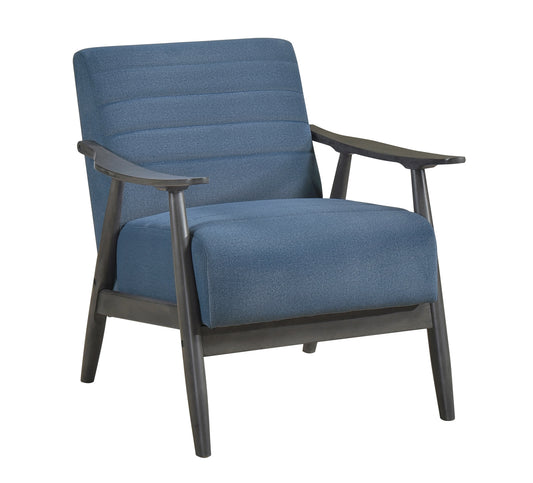 Fabric Wooden Arm Accent Chair Blue Color 1287BU