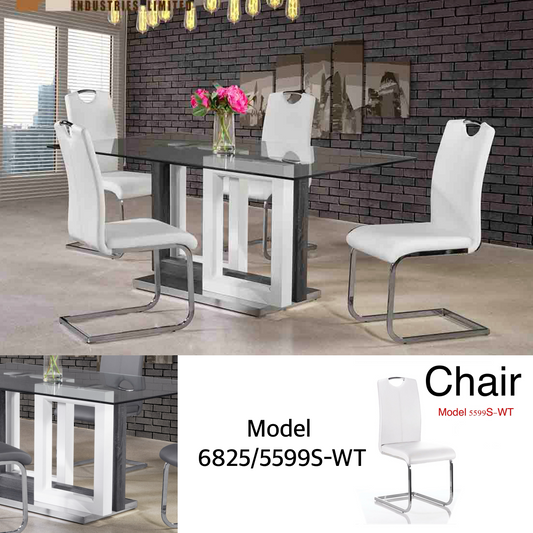 Tempered Glass Top Modern Dining Set 5/7 pc 6825/5599S-WT