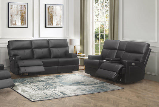 Electric Powered Leather Recliner Sofa Set 99945P-BLK