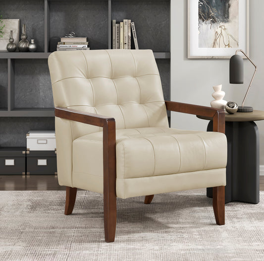 Contemporary Leather Accent Chair 1010BEG-1  Toronto Stock Item