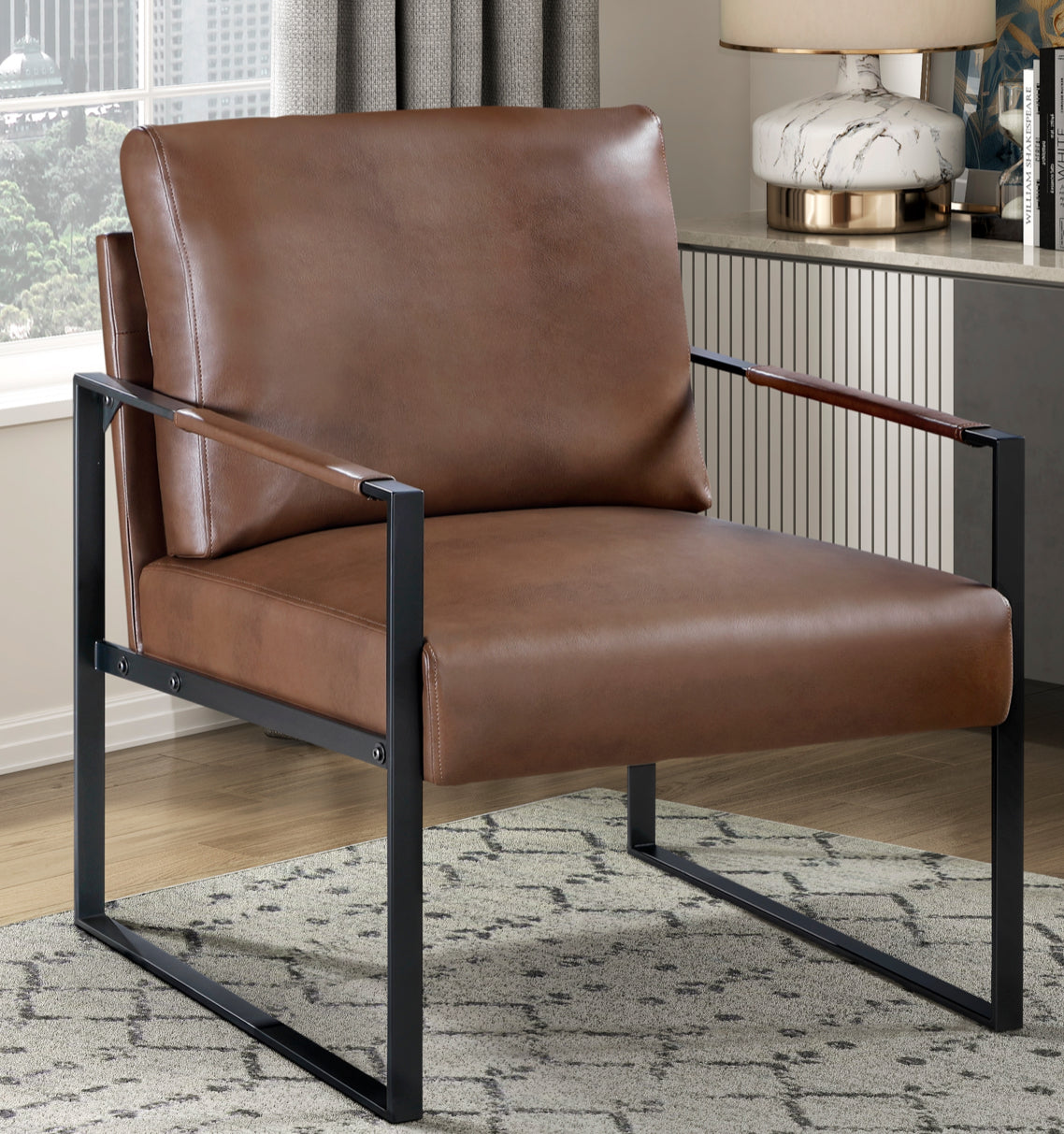 Contemporary Faux Leather Accent Chair 1011BRW-1  Toronto Stock Item