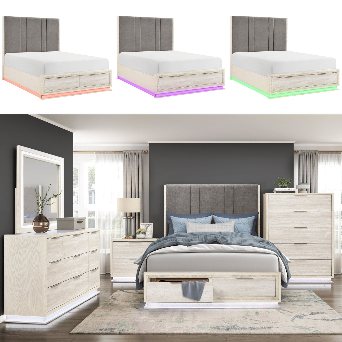 Ensemble de chambre à coucher modèle 1312 - Stocks Californie