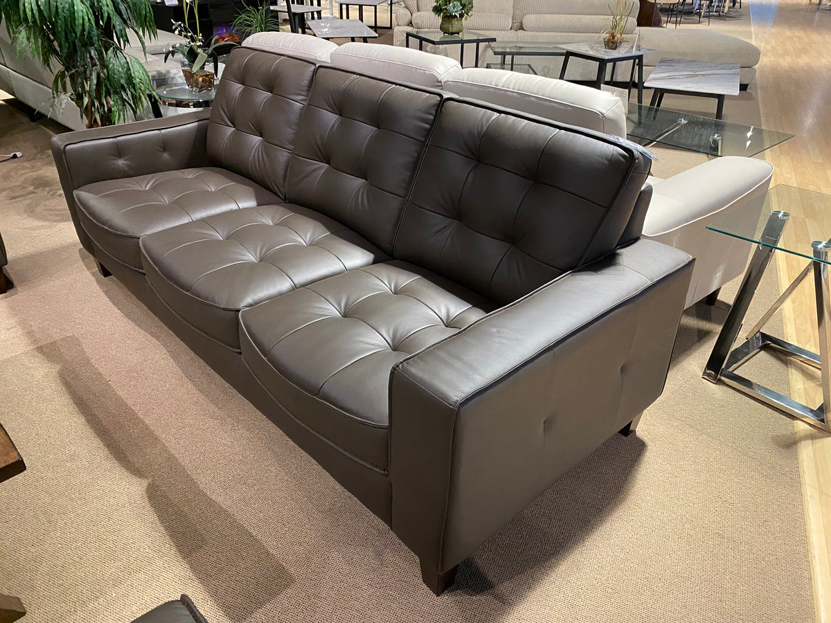 Model 99266 brown leather sofa and loveseat set