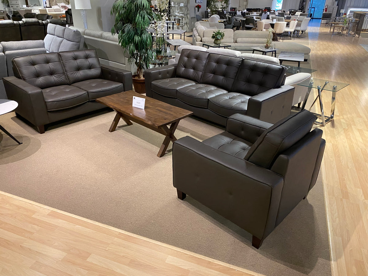Model 99266 brown leather sofa loveseat and chair set