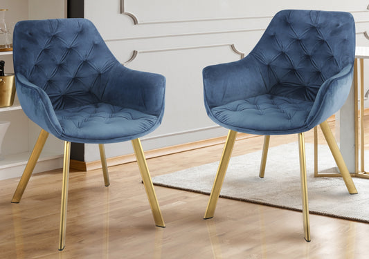 Modern Velvet Dining Chair 1322 Blue with Gold/Chrome Legs  Limited Stocks Toronto