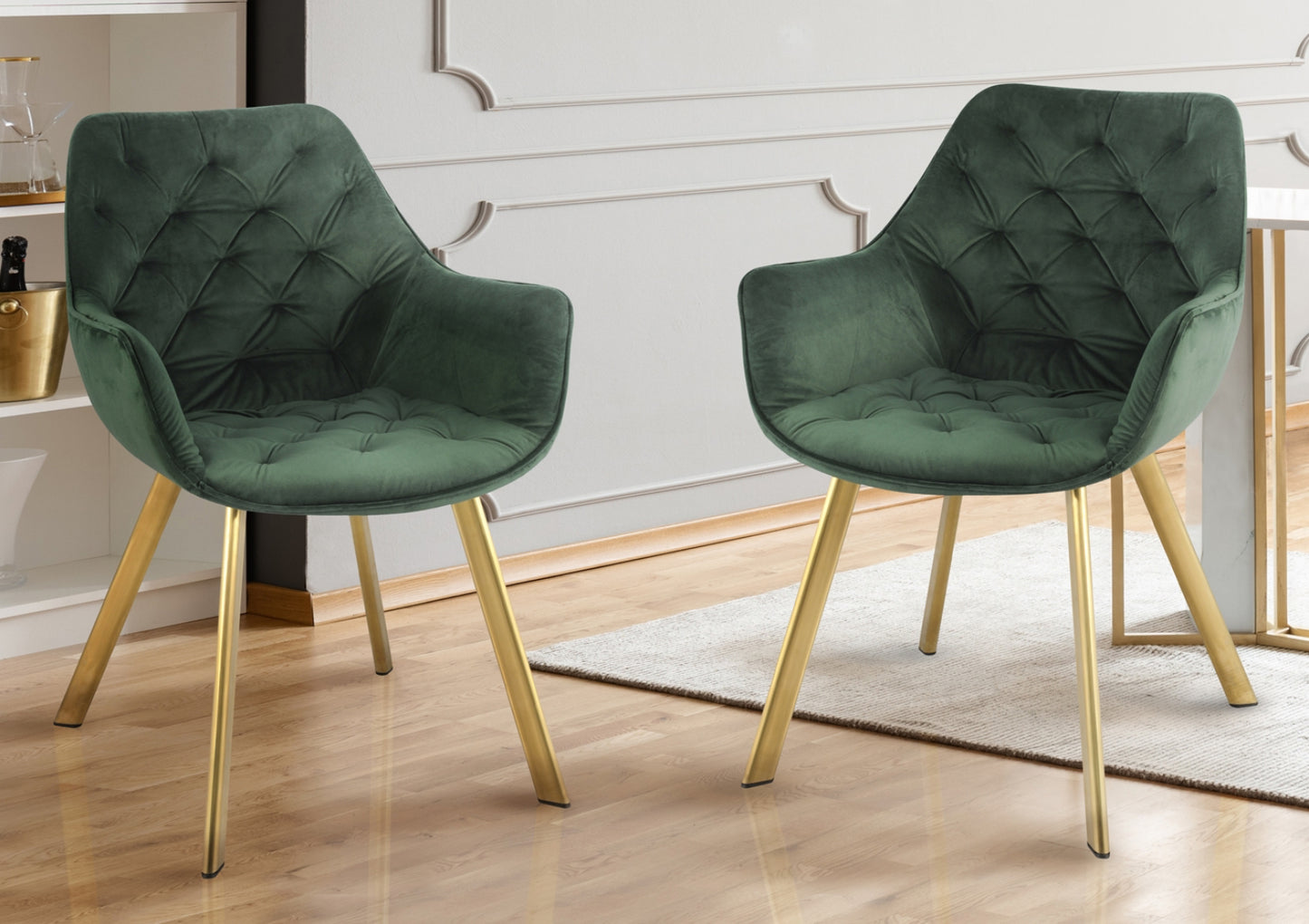 Modern Velvet Dining Chair 1322 Green with Gold/Chrome Legs  Limited Stocks Toronto