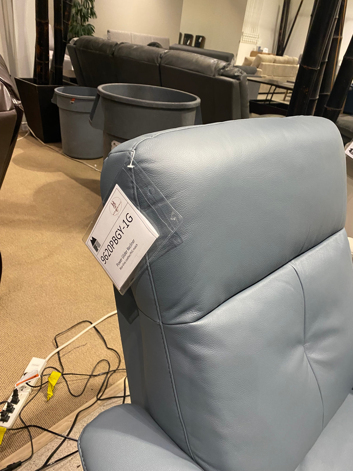 Model 9620 leather power recliner chairs displayed in four colors