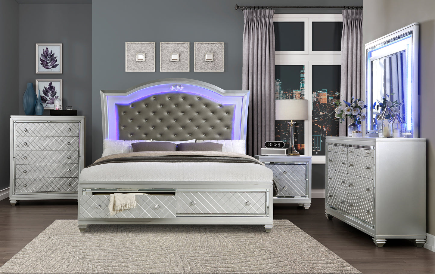 Modern Classic LED Headboard Queen/King Bedroom Set 1430 Toronto Stocks