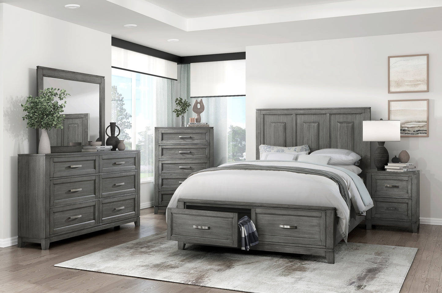 Wooden Storage Drawers Queen/King Bedroom Set 1450 Toronto Stock