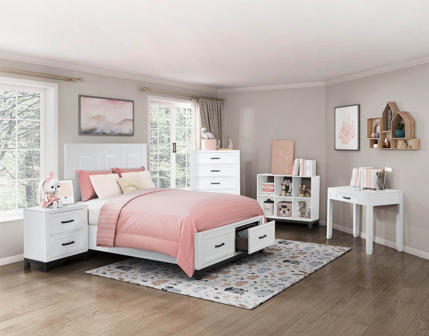 Wooden Storage Drawers White Queen/King Bedroom Set 1450WH Toronto Stock