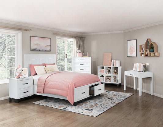 Wooden Storage Drawers White Queen/King Bedroom Set 1450WH Toronto Stock