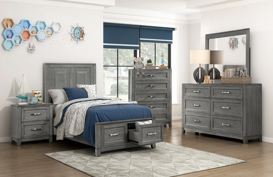 Children / Kids/ Youth White Storage Bedroom Set 1450 Grey, California Stock