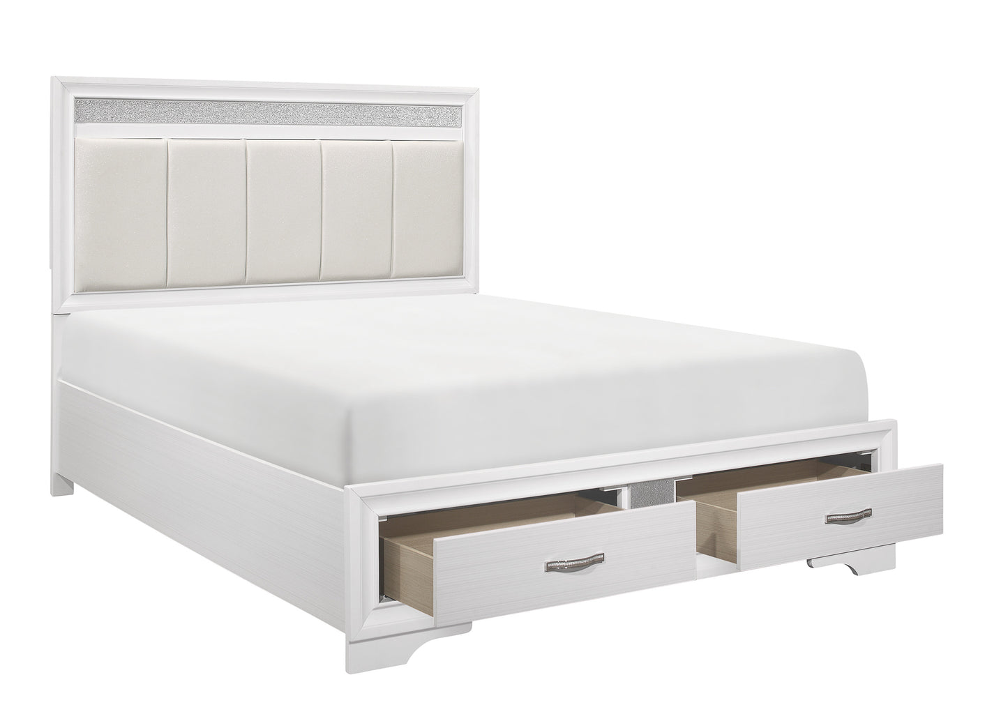 White Storage Drawers Queen/King Bed & Night Tables 1505W Limited Toronto Stock