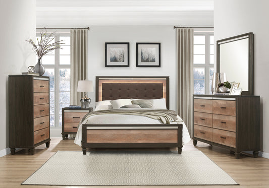 Rustic Style LED Headboard Queen/King Bedroom Set 1518 Toronto Stocks