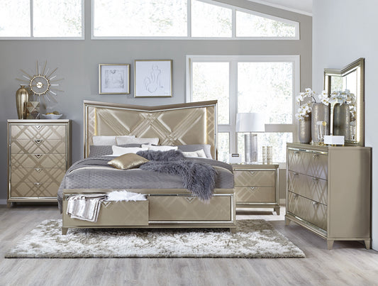 Glamorous Champagne Color Queen/King Bedroom Set 1522 Limited Toronto Stocks