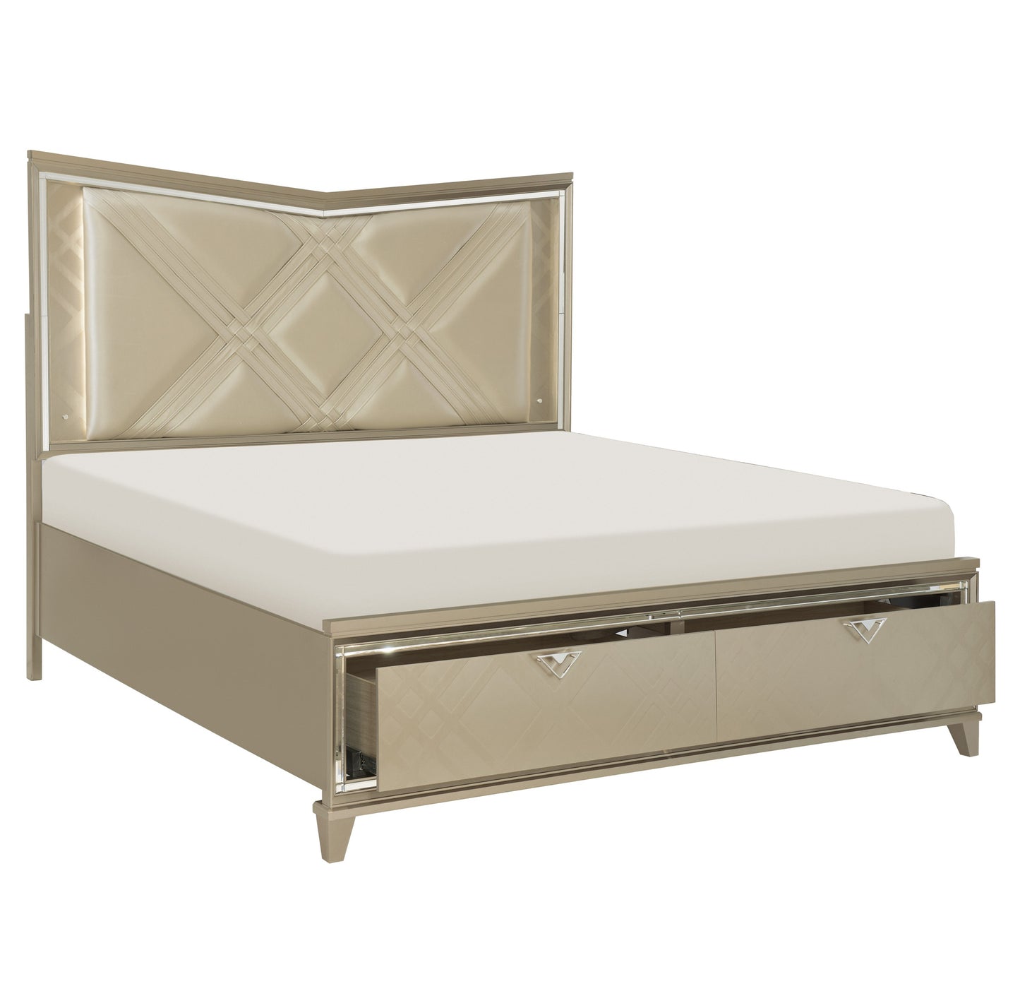 Glamorous Champagne Color Queen/King Bedroom Set 1522 Limited Toronto Stocks