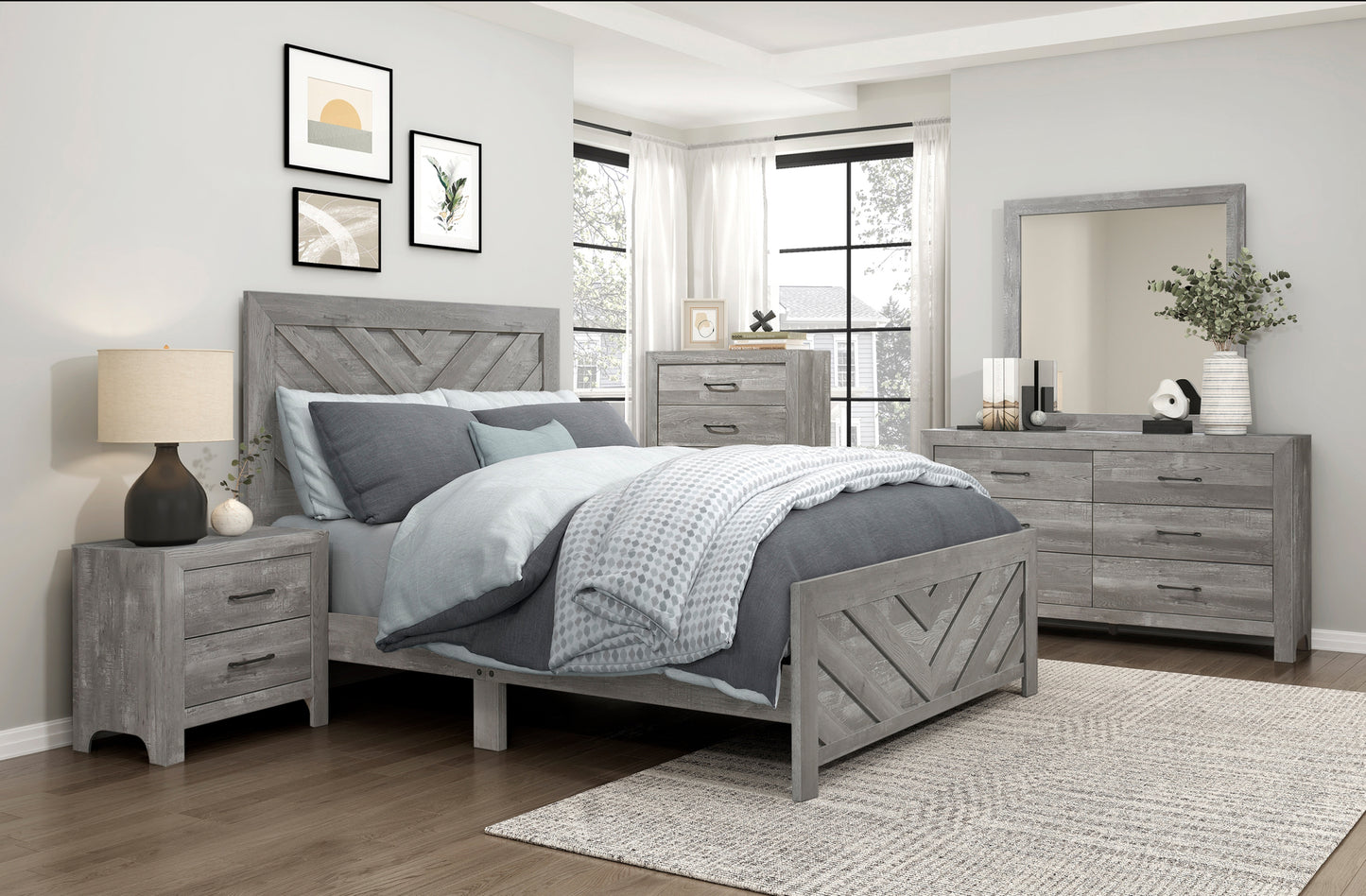Rustic Style Bedroom Set White Queen/King/Full/Twin 1534NPGY Limited Stocks Toronto