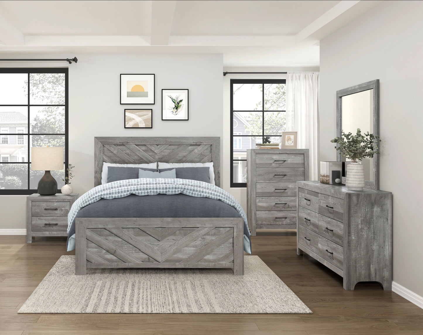Rustic Style Bedroom Set White Queen/King/Full/Twin 1534NPGY Limited Stocks Toronto