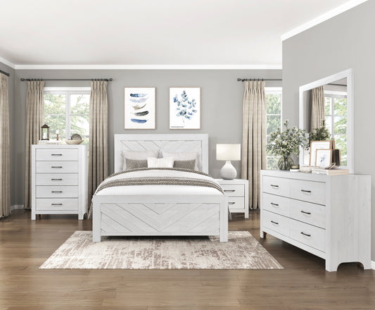 Rustic Style Bedroom Set White Queen/King/Full/Twin 1534NPWH California Stocks