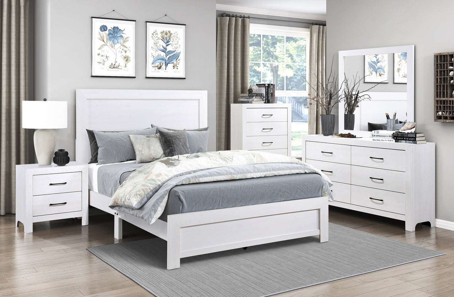 Rustic Style Bedroom Set White Queen/King/Full/Twin 1534WH Toronto Limited Stocks