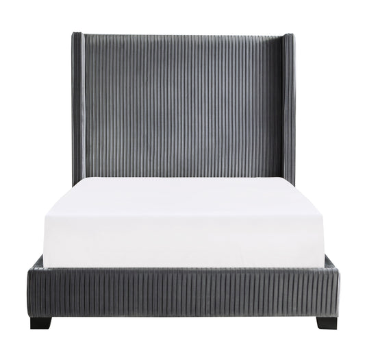 High Headboard Transitional Design Velvet Queen/King/Full Bed 1547GY Toronto/Vancouver Stocks