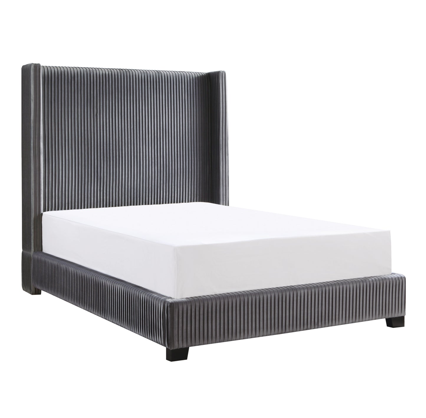 High Headboard Transitional Design Velvet Queen/King/Full Bed 1547GY Toronto/Vancouver Stocks
