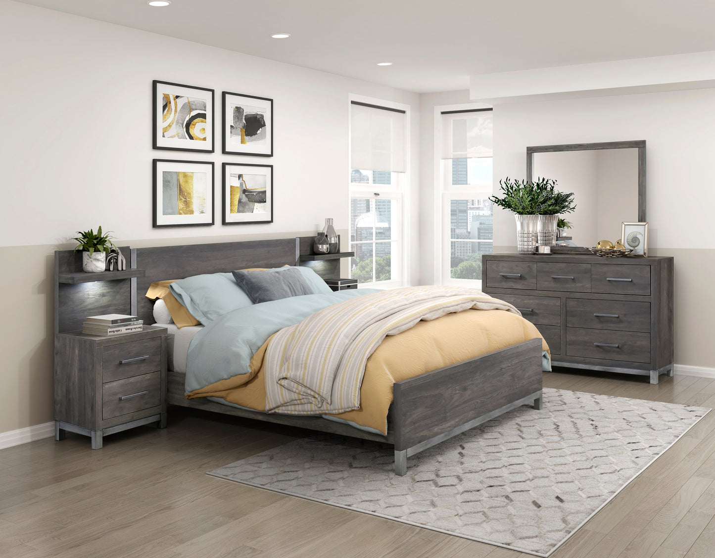 Modern Panel Queen/King bedroom set 1577DG Toronto Stocks