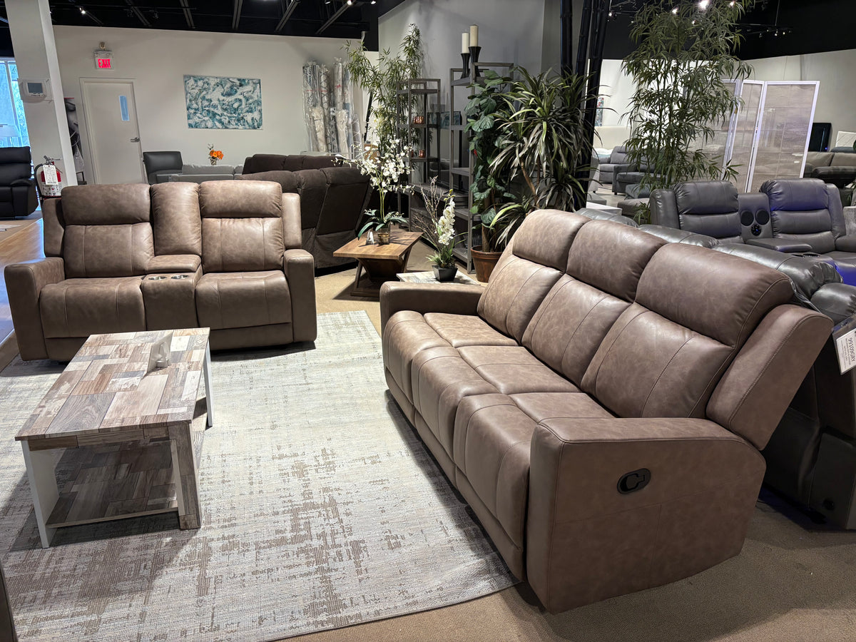 Model 99635 brown reclining sofa with three seats
