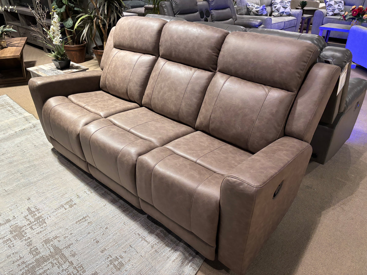 Model 99635 brown reclining loveseat with center console