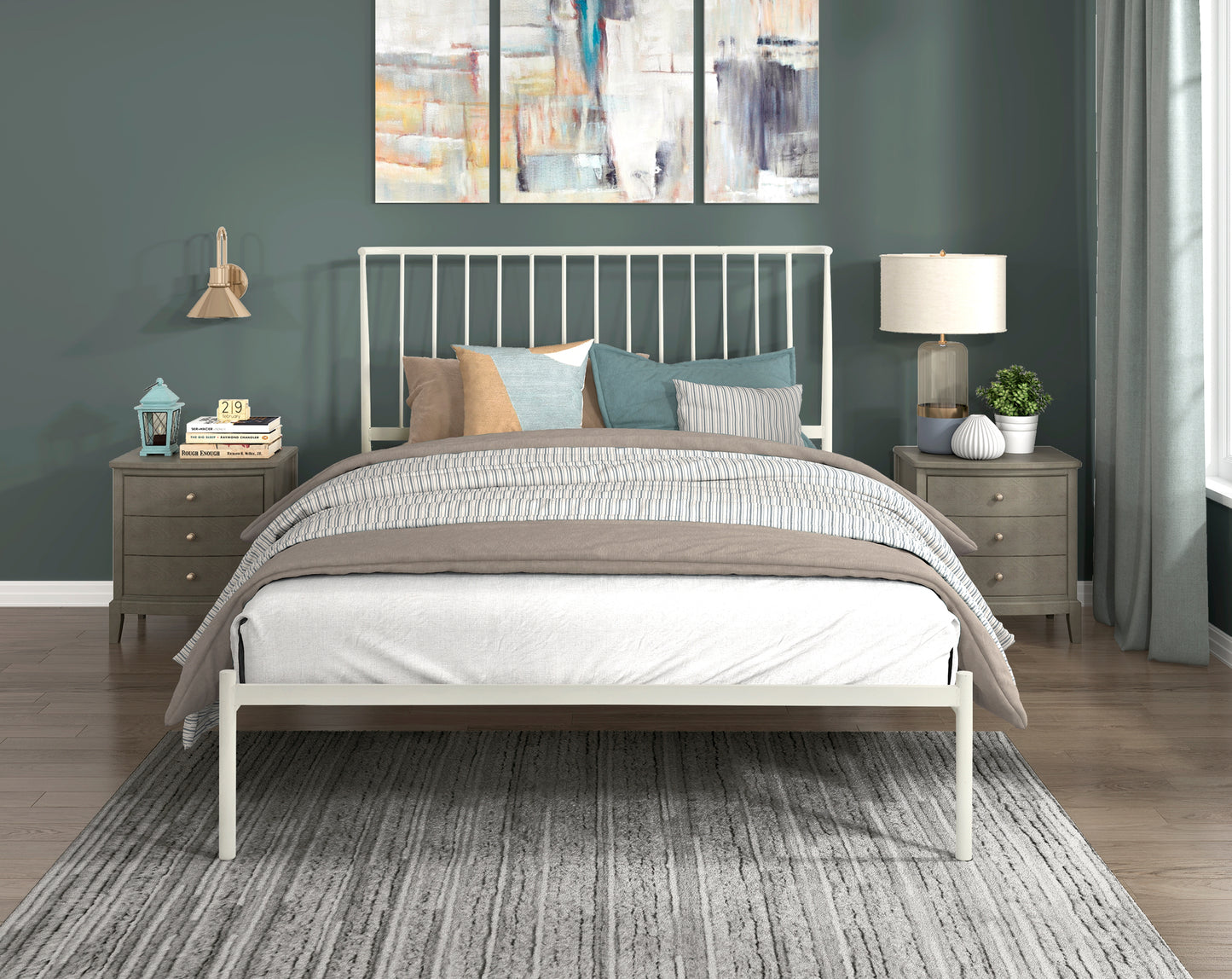 White Metal Bed Queen/King/Double/Full/Single Size 1630WH Toronto Stocks Limited