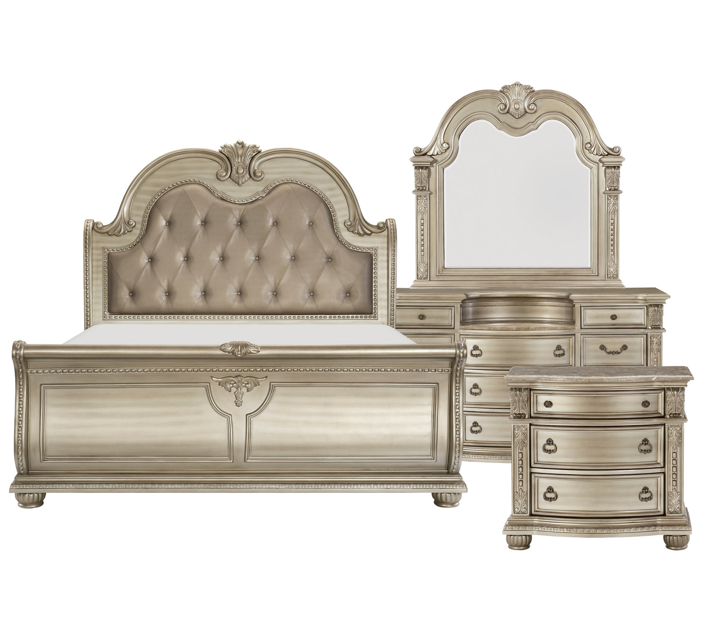 Classic Luxury Traditional Sleigh Bed & Sets 1757SV Limited Stocks Toronto + Plus California