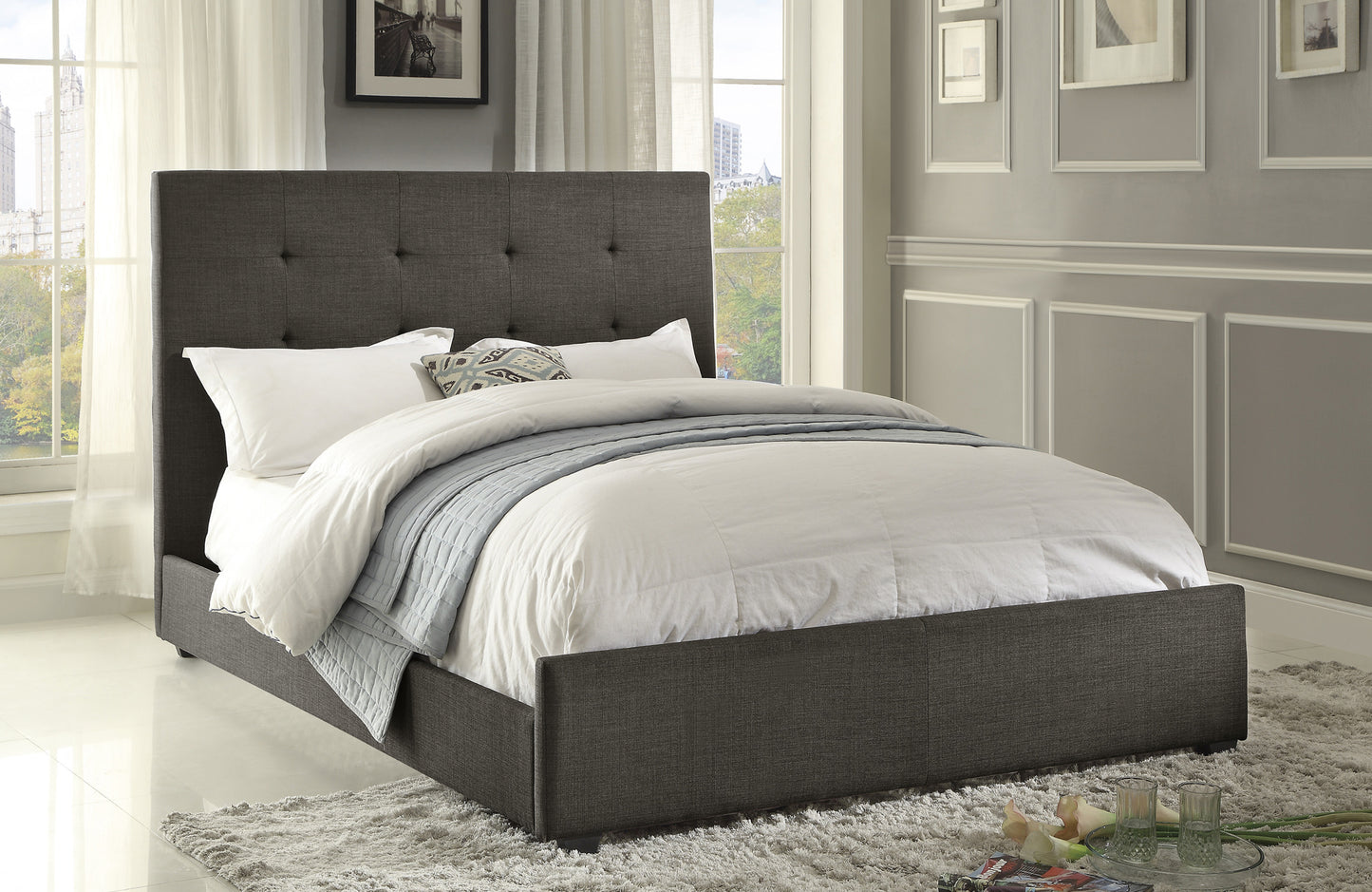 Gray Fabric Queen/King/Full Bed 1890N Limited Stocks Toronto