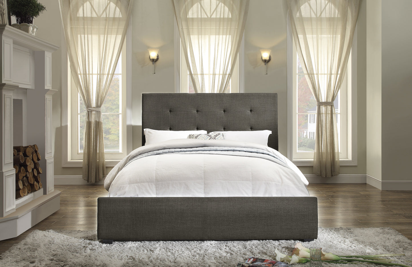 Gray Fabric Queen/King/Full Bed 1890N Limited Stocks Toronto
