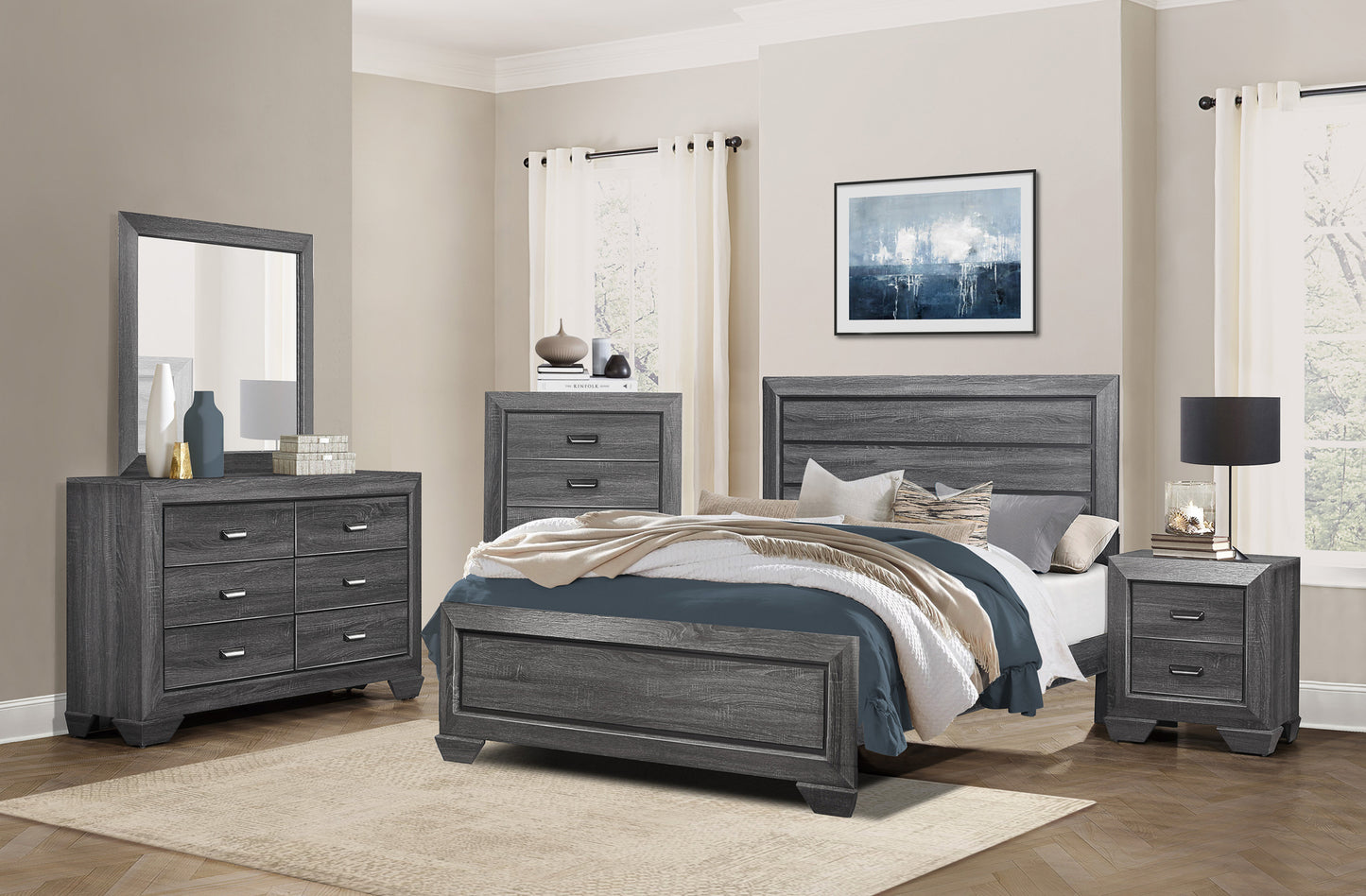 Contemporary Design Queen Bed & Set 1904GY Limited Stocks Toronto + California