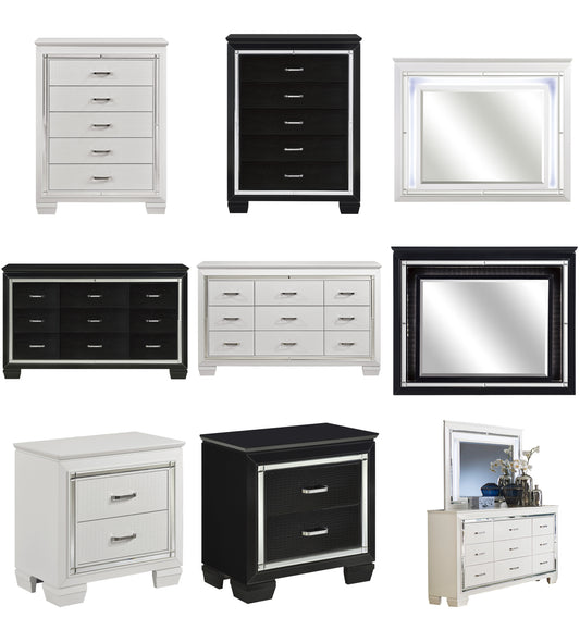 Classic Glamorous Black/White Night Tables/Chests/Dressers/Mirror 1916BK/W Limited Stocks Toronto