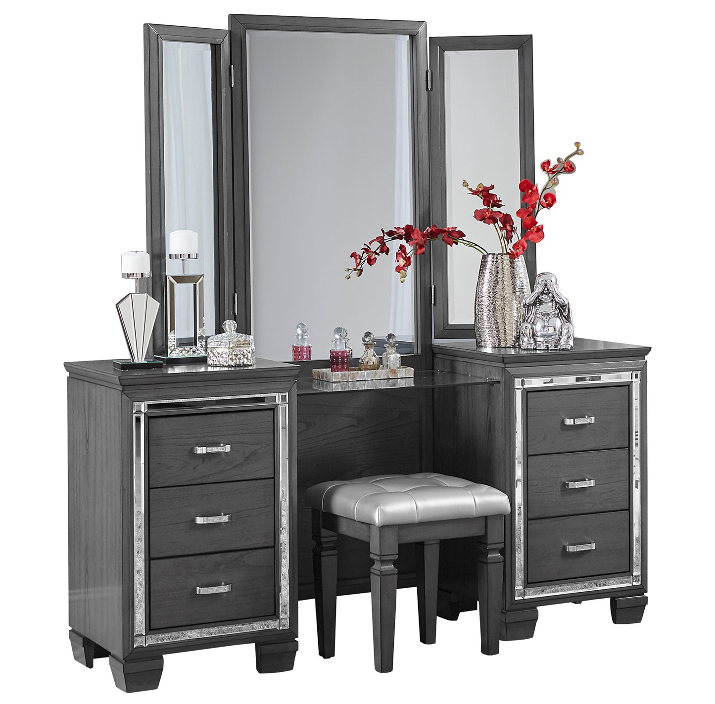 Vanity Dresser Mirror with Stool 1916GY-15/14 Very  Limited Stocks Toronto