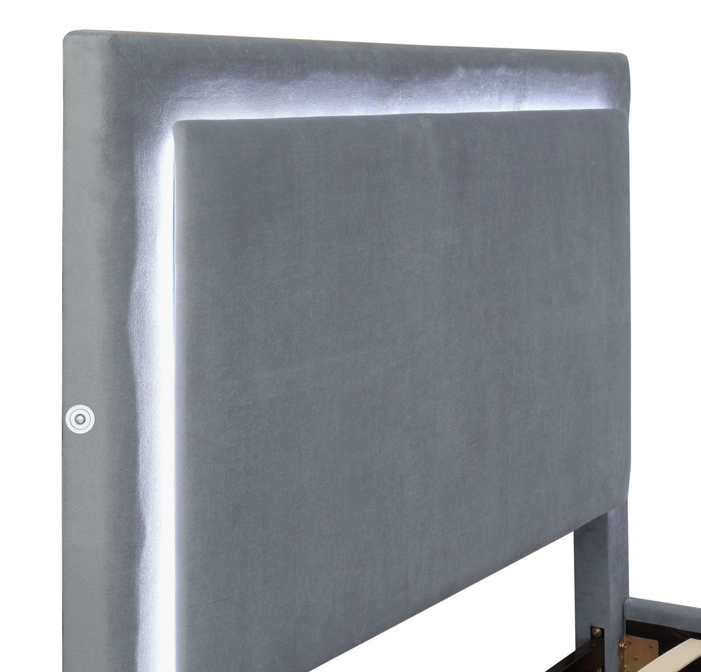 Modern LED Headboard Fabric Upholstered Queen/King Bed 1991 Limited Stocks Toronto Grey & Black