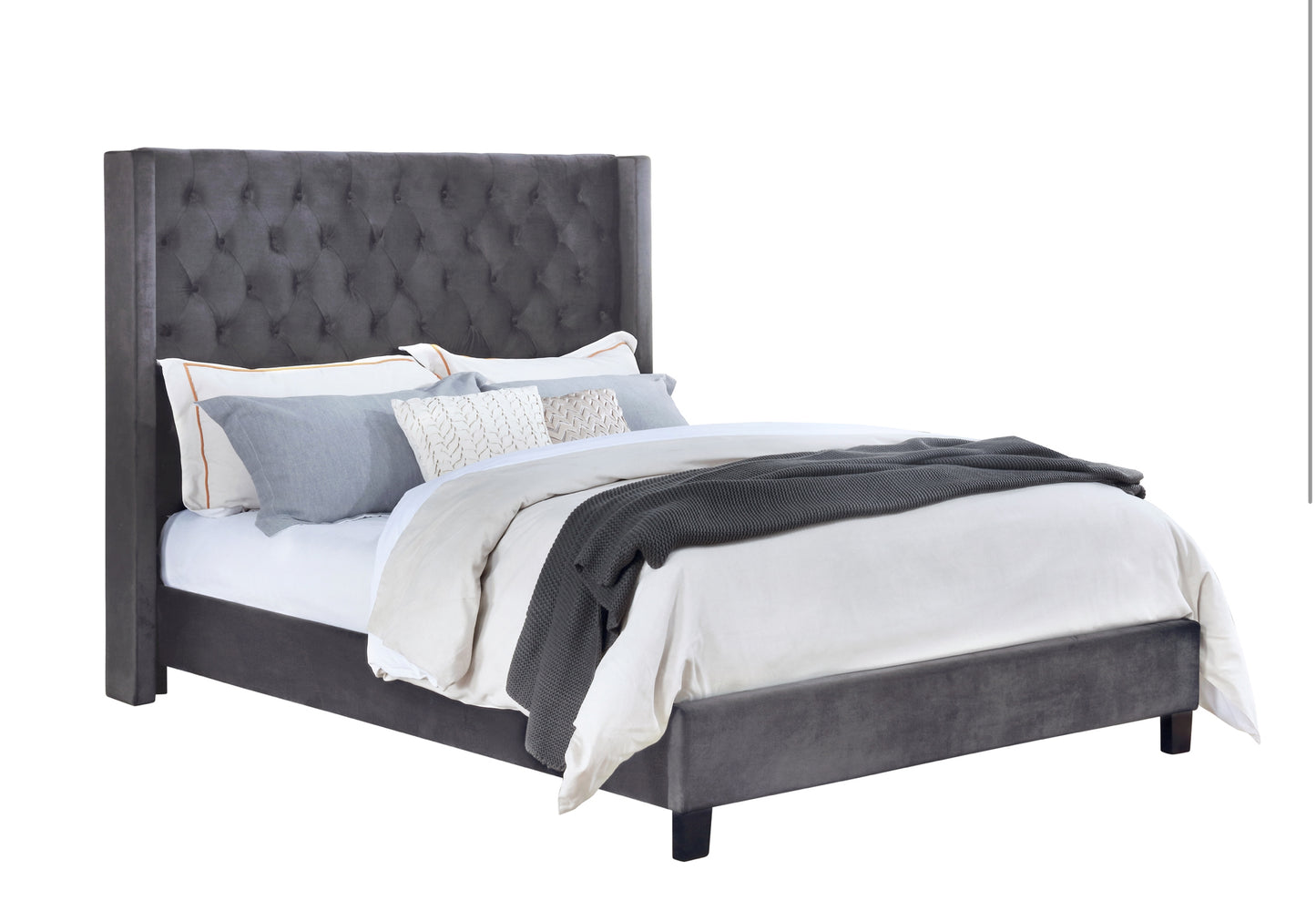 Classic Design Winged Upholstered Queen/King Bed 1992GY Limited Stocks Toronto