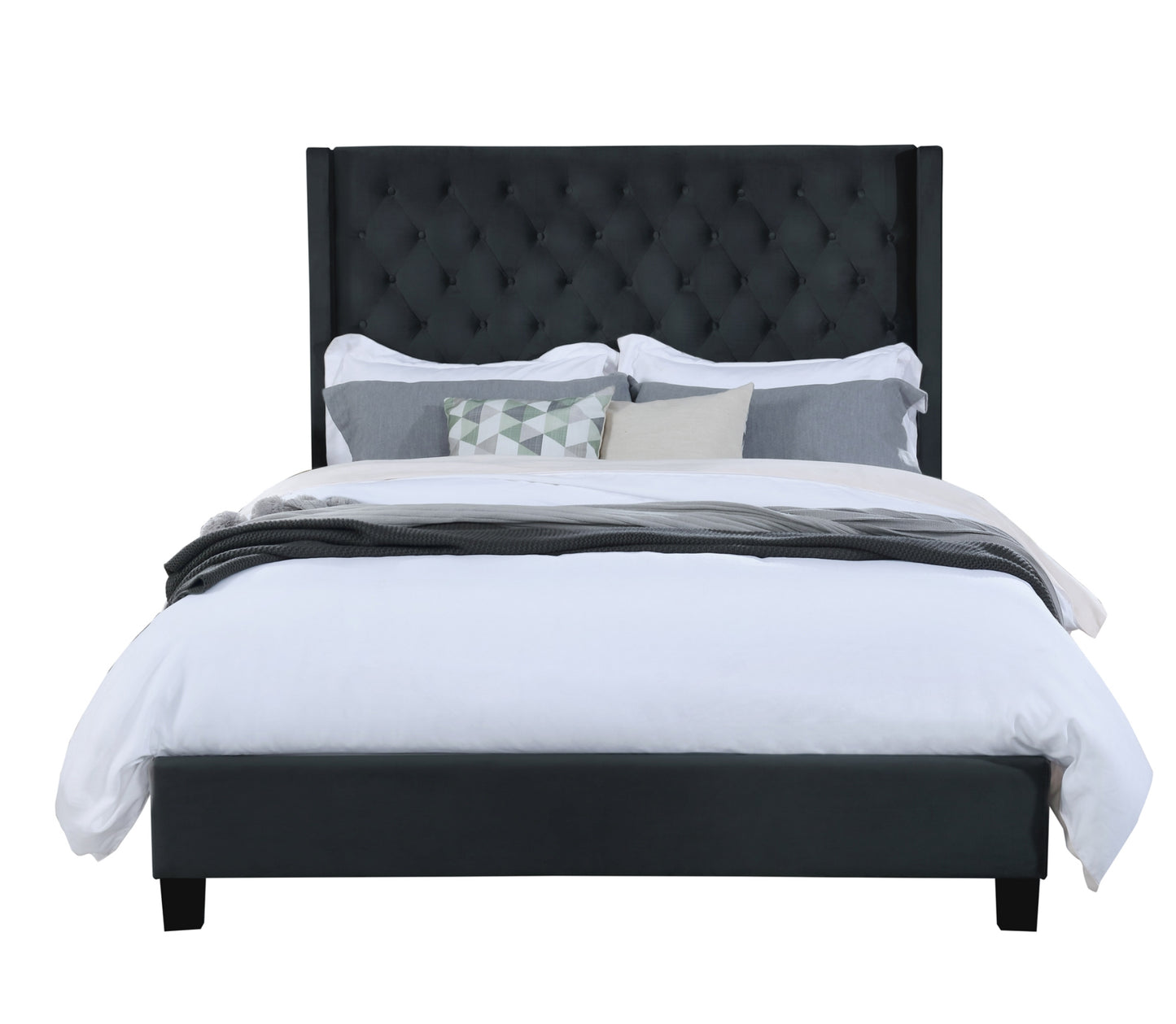 Classic Design Winged Upholstered Queen/King Bed 1992BK Limited Stocks Toronto