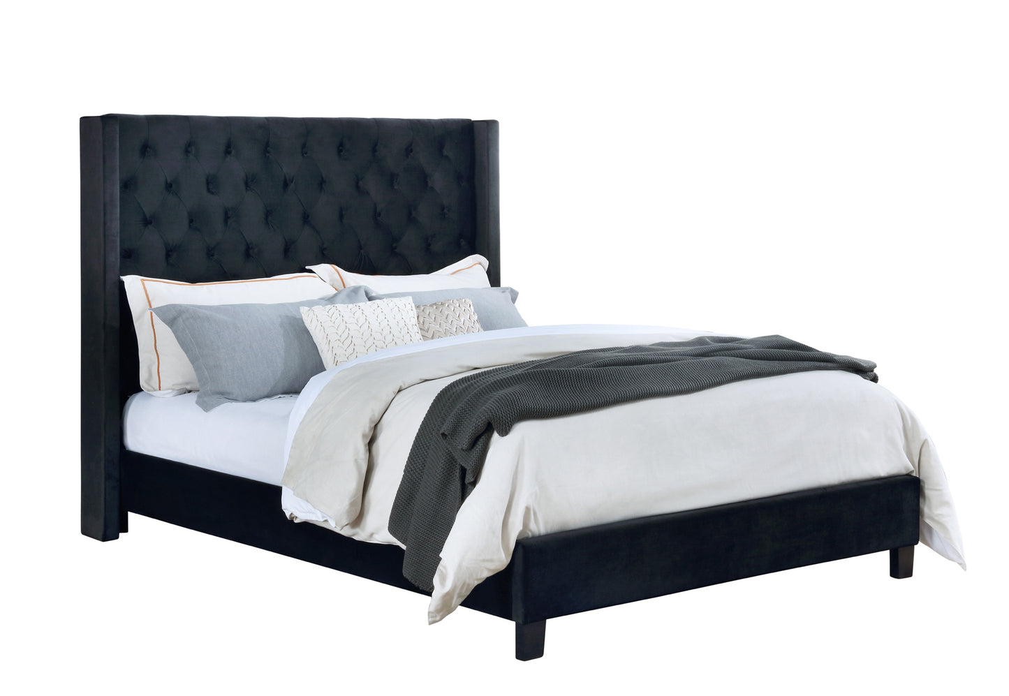 Classic Design Winged Upholstered Queen/King Bed 1992BK Limited Stocks Toronto