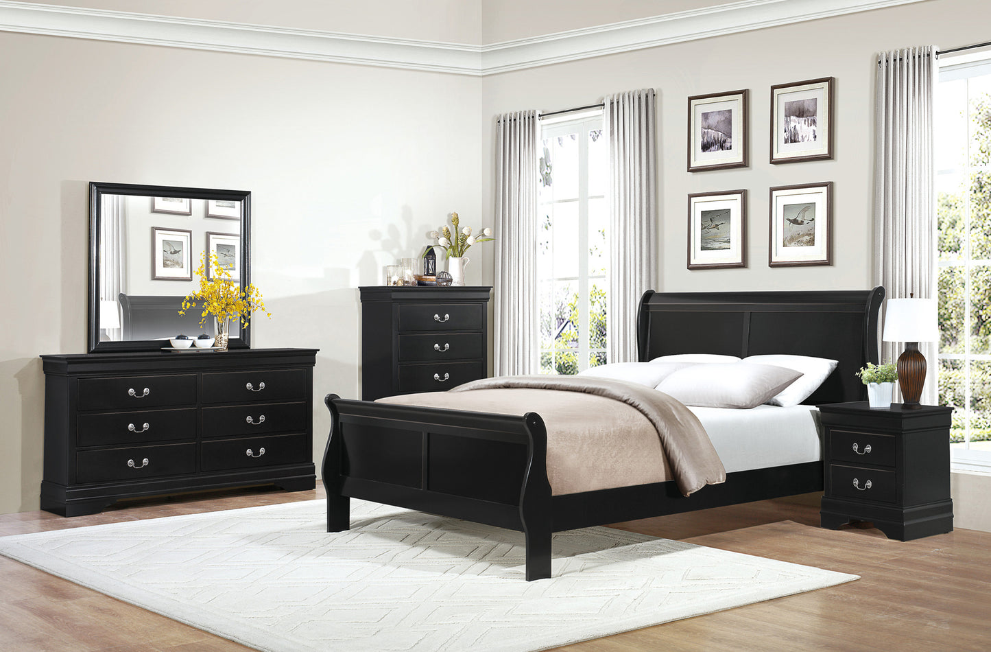 Children/Adult Sleigh Twin/Full/Queen/King Beds & Sets 2147BK California Stocks