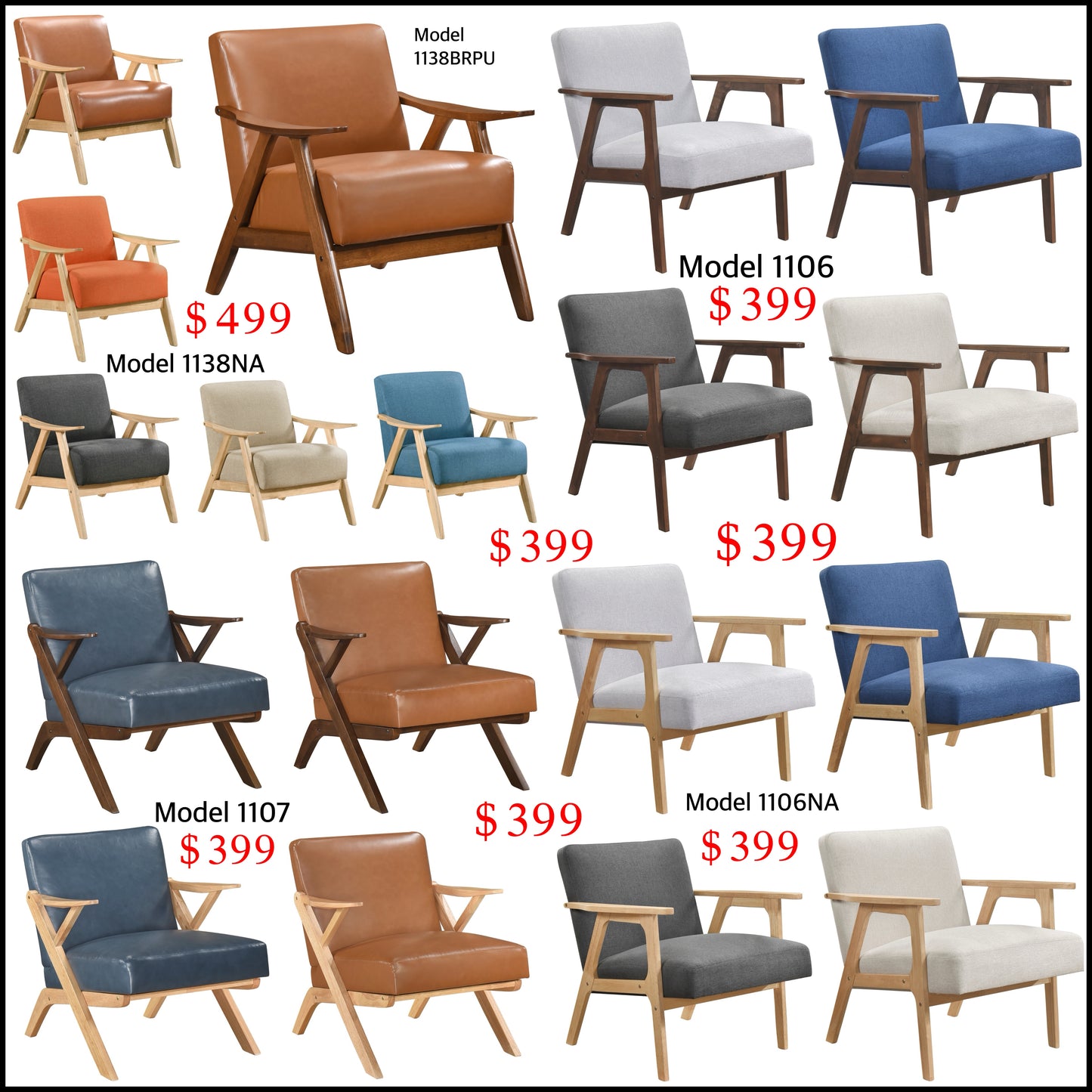Fauteuil d'appoint contemporain en similicuir 1011DGY-1 - Article en stock à Toronto 