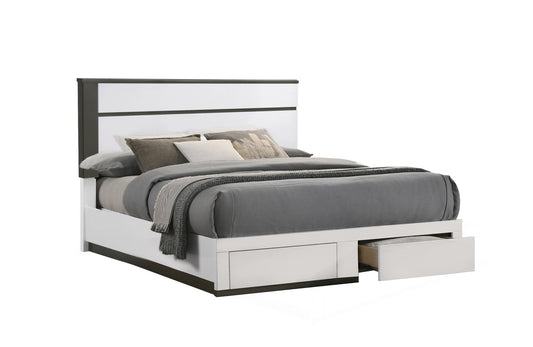 White Modern Queen Storage Bed, Dresser Mirror, Chest 2260W Limited Stocks Toronto