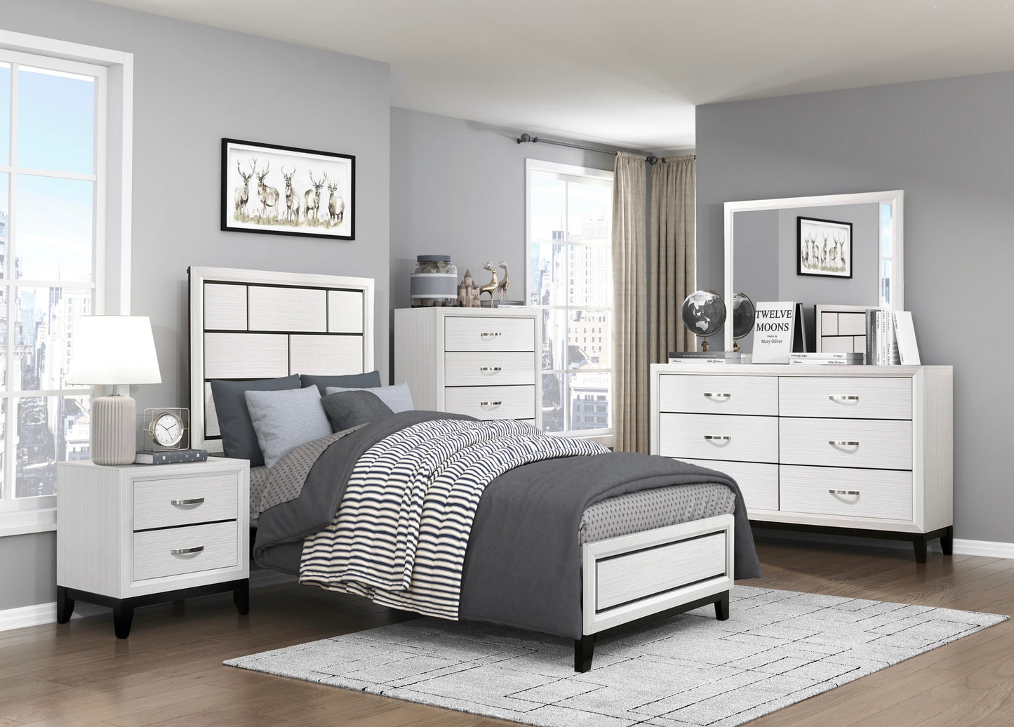 Model 1645WHT  California Stocks Kid/Twin/Full Bedroom Set  6-8 weeks