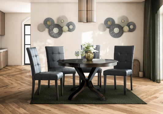 Round Wooden Dining Set with Leather Chairs 2621/4180S  Limited Stocks Toronto
