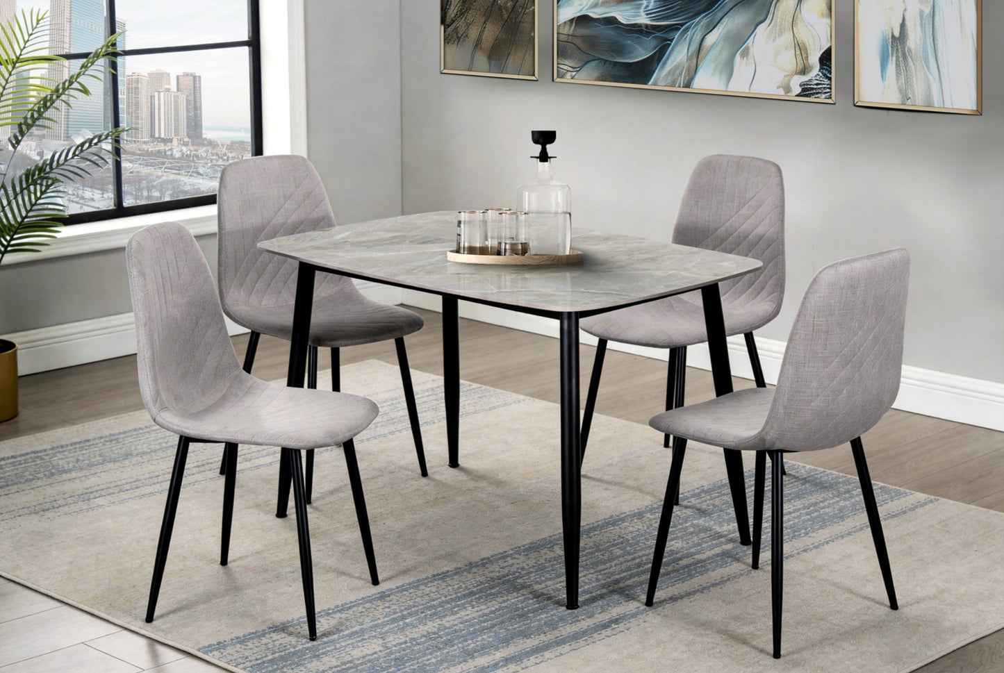 Sintered Stone Top Dining Set Model 5820 5 pc set deal