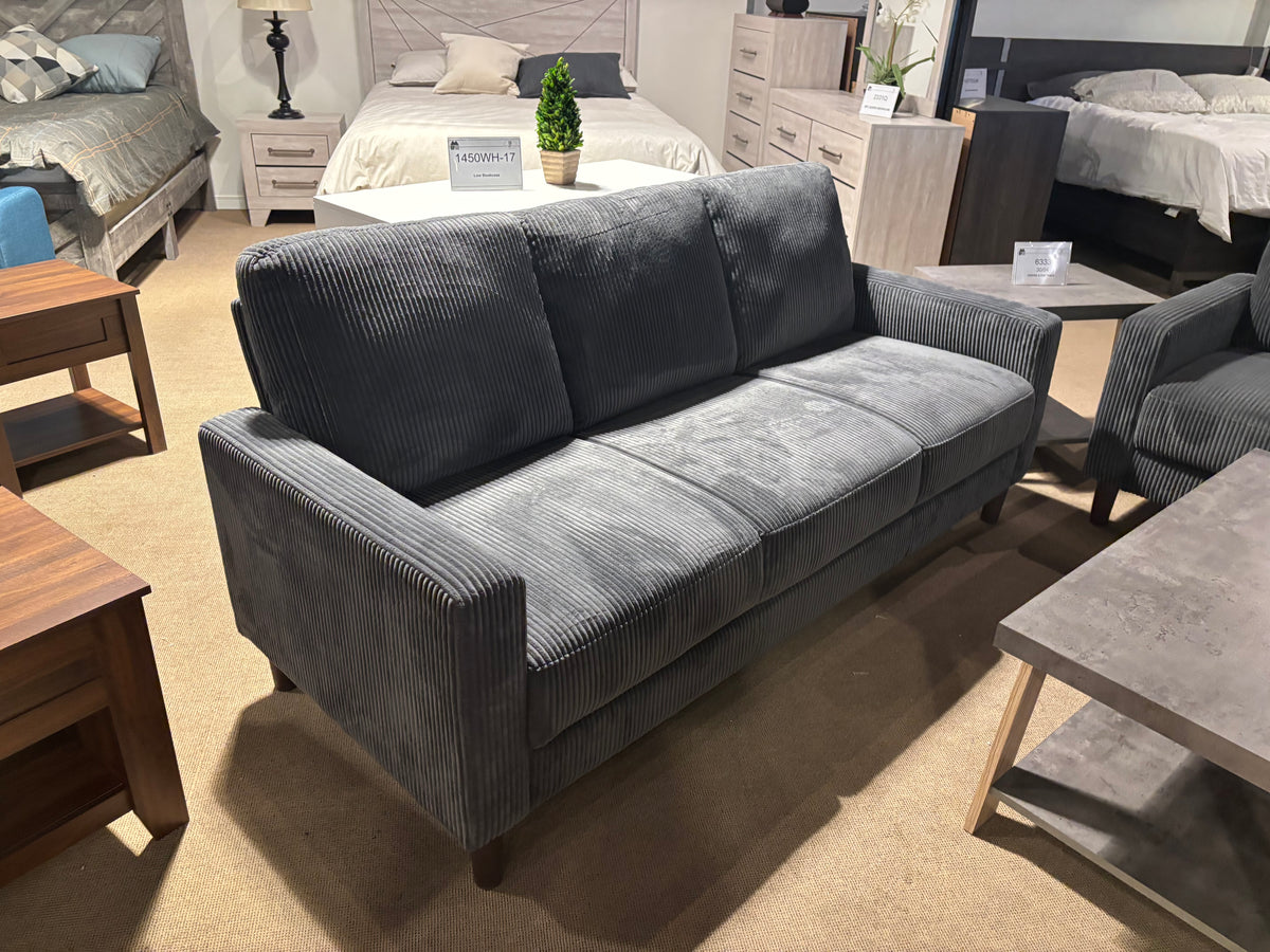 Model 9520 dark grey ribbed fabric sofa